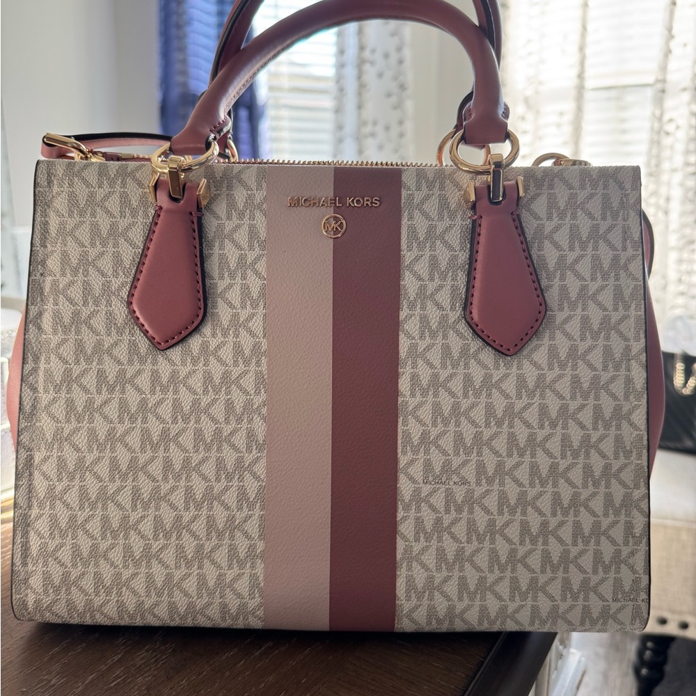 Michael Kors Beige and Pink Satchel